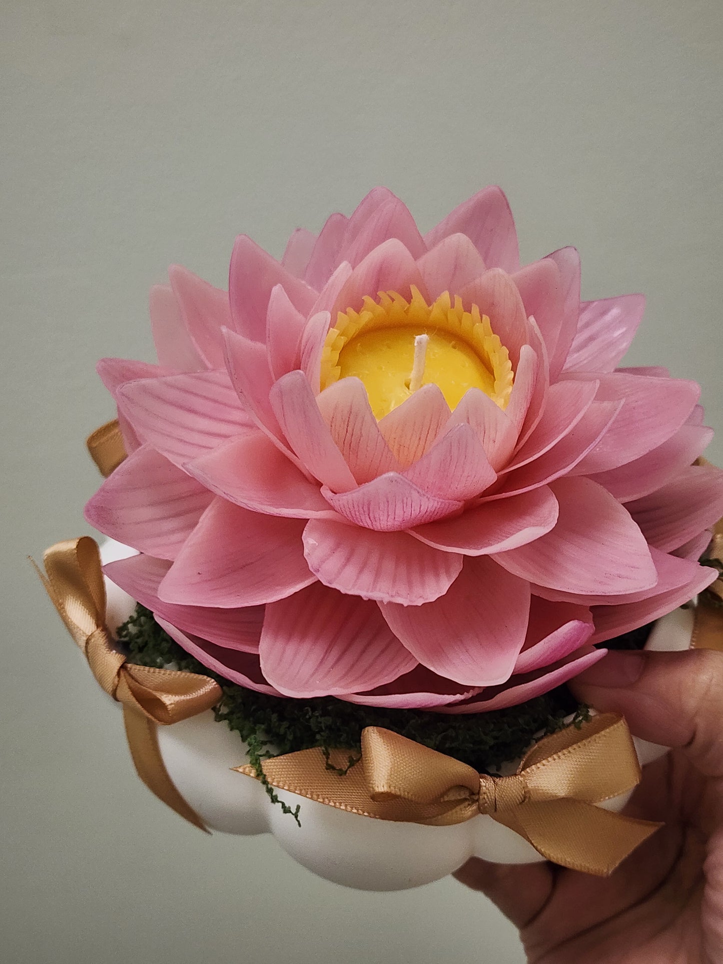 Realistic Lotus Candle – Handcrafted from Natural Beeswax