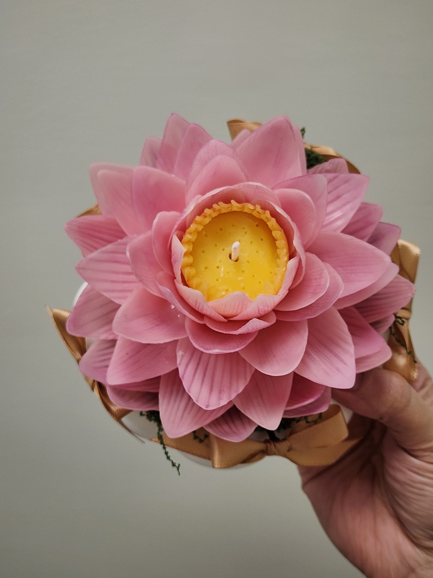 Realistic Lotus Candle – Handcrafted from Natural Beeswax