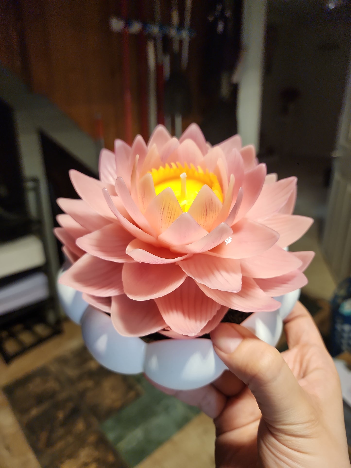 Realistic Lotus Candle – Handcrafted from Natural Beeswax